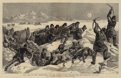 Der Verlust der Jeannette, auf dem Marsch nach dem Verlassen des Schiffes, Lageraufbruch